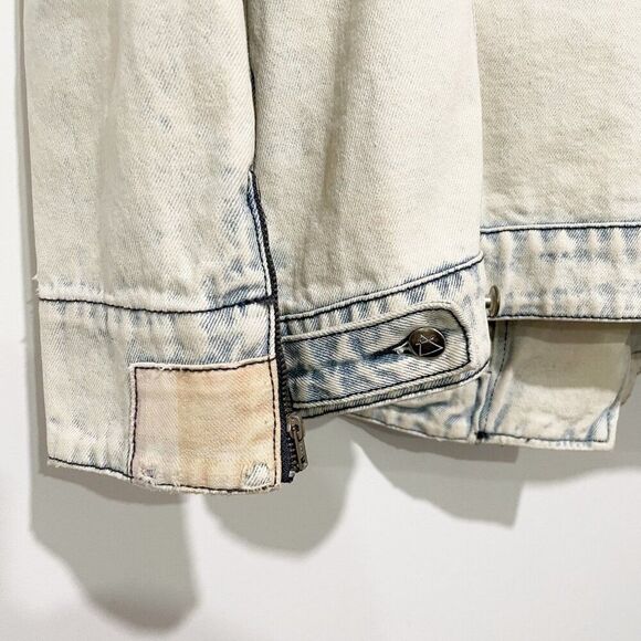 Somedays Lovin Acid Wash Faux Fur Patchwork Asymmetric Zip Closure & Pockets S - Picture 7 of 12